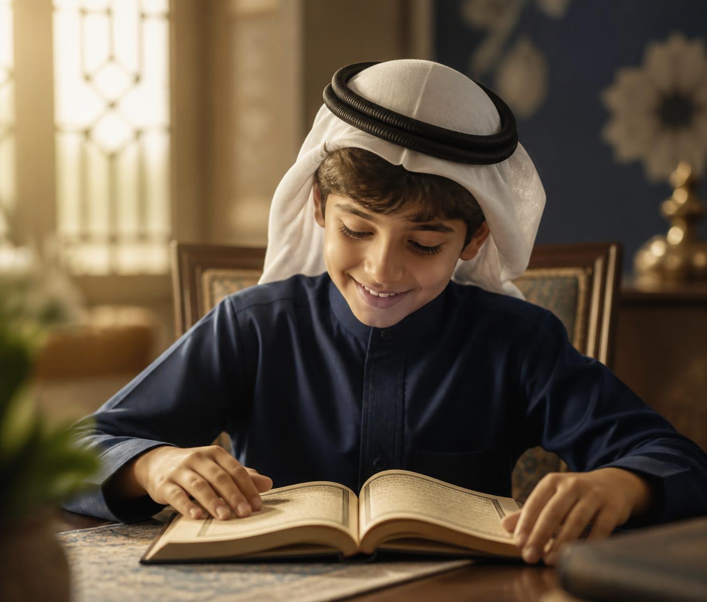 طفل يقرأ القرآن الكريم خلال حصة تعليمية